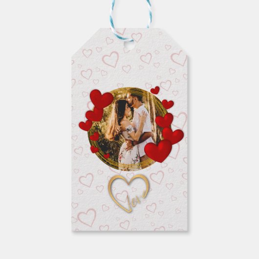 Elegante Valentijnse , Liefde, Jubileum Rood Hart Cadeaulabel (Achterkant)