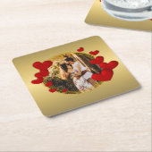 Elegante Valentijnse , Liefde, Jubileum Rood Hart Kartonnen Onderzetters (Schuin)