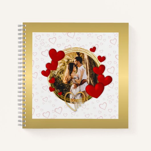 Elegante Valentijnse , Liefde, Jubileum Rood Hart Notitieboek (Voorkant)