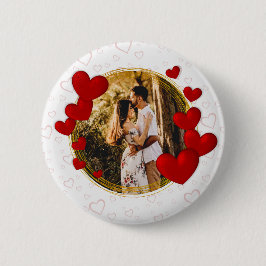 Elegante Valentijnse , Liefde, Jubileum Rood Hart Ronde Button 5,7 Cm