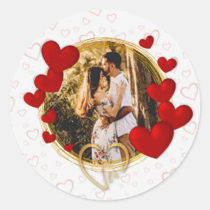 Elegante Valentijnse , Liefde, Jubileum Rood Hart Ronde Sticker