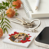 Elegante Valentijnse , Liefde, Jubileum Rood Hart Sleutelhanger (Voorkant Rechts)