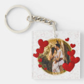 Elegante Valentijnse , Liefde, Jubileum Rood Hart Sleutelhanger (voorkant)