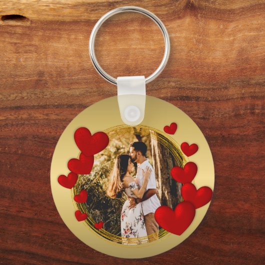 Elegante Valentijnse , Liefde, Jubileum Rood Hart Sleutelhanger (Voorkant)