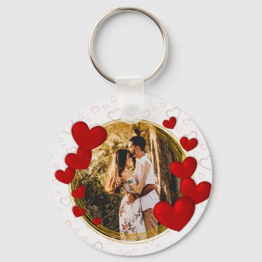 Elegante Valentijnse , Liefde, Jubileum Rood Hart Sleutelhanger (Voorkant)