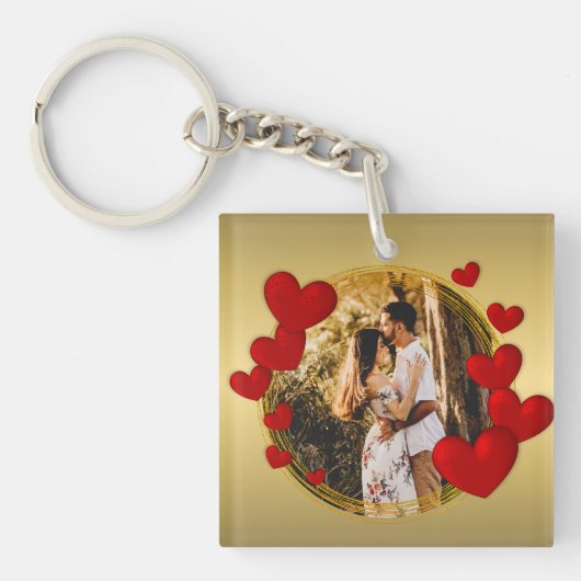 Elegante Valentijnse , Liefde, Jubileum Rood Hart Sleutelhanger (voorkant)