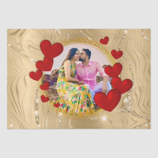 Elegante Valentijnse , Liefde, Jubileum Rood Hart Tissuepapier (Voorkant)