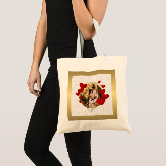 Elegante Valentijnse , Liefde, Jubileum Rood Hart Tote Bag (Voorkant (product))