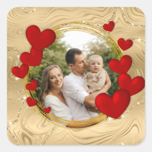 Elegante Valentijnse , Liefde, Jubileum Rood Hart Vierkante Sticker