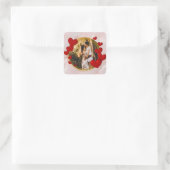 Elegante Valentijnse , Liefde, Jubileum Rood Hart Vierkante Sticker (Tas)