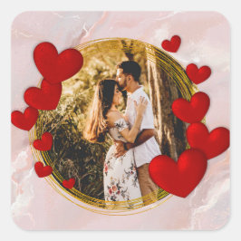 Elegante Valentijnse , Liefde, Jubileum Rood Hart Vierkante Sticker