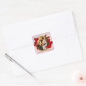 Elegante Valentijnse , Liefde, Jubileum Rood Hart Vierkante Sticker (Envelop)