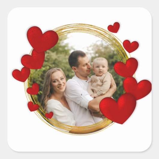Elegante Valentijnse , Liefde, Jubileum Rood Hart Vierkante Sticker (Voorkant)
