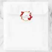 Elegante Valentijnse , Liefde, Jubileum Rood Hart Vierkante Sticker (Tas)