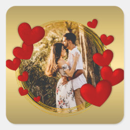 Elegante Valentijnse , Liefde, Jubileum Rood Hart Vierkante Sticker