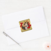 Elegante Valentijnse , Liefde, Jubileum Rood Hart Vierkante Sticker (Envelop)