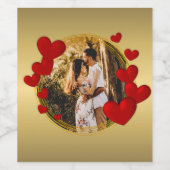 Elegante Valentijnse , Liefde, Jubileum Rood Hart Wijn Etiket (Enkel label)