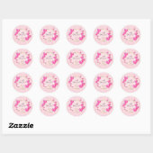 Elegante Valentijnse , Liefde, Jubileum Roze Hart Ronde Sticker (Vel)
