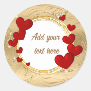Elegante Valentijnskaarten, Liefde, Jubileum Huwel Ronde Sticker