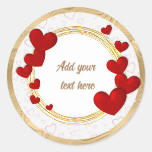 Elegante Valentijnskaarten, Liefde, Jubileum Huwel Ronde Sticker