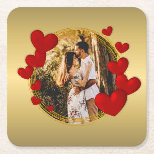 Elegante Valentijnskaarten, Liefde, Jubileum Rode  Kartonnen Onderzetters