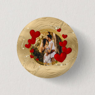 Elegante Valentijnskaarten, Liefde, Jubileum Rode Ronde Button 3,2 Cm
