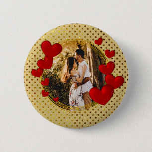 Elegante Valentijnskaarten, Liefde, Jubileum Rode Ronde Button 5,7 Cm