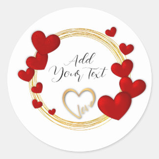 Elegante Valentijnskaarten, Liefde, Jubileum Rode Ronde Sticker