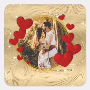 Elegante Valentijnskaarten, Liefde, Jubileum Rode  Vierkante Sticker