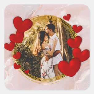 Elegante Valentijnskaarten, Liefde, Jubileum Rode  Vierkante Sticker