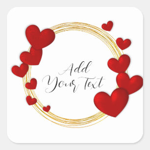 Elegante Valentijnskaarten, Liefde, Jubileum Rode  Vierkante Sticker