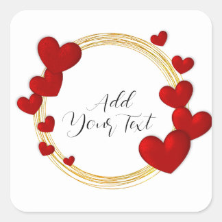 Elegante Valentijnskaarten, Liefde, Jubileum Rode Vierkante Sticker