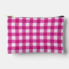 Elegante Valentijnsroze Glitter Tartan op Wit Etui