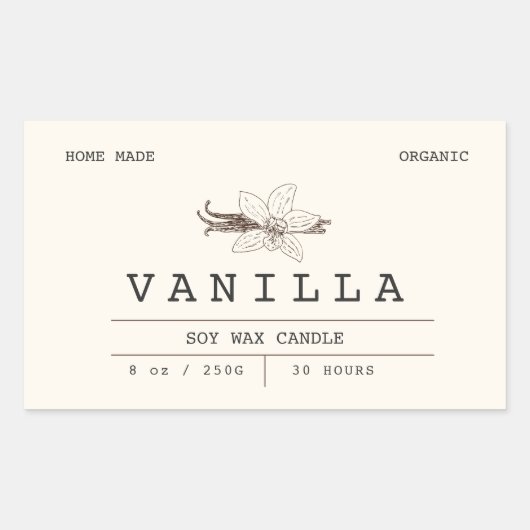 Elegante Vanilla Beige Boho Kaarsenetiketten Rechthoekige Sticker (Voorkant)
