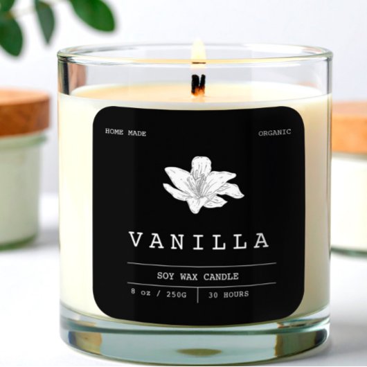 Elegante Vanille Zwart & Wit Kaars Labels