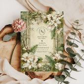 Elegante varen en ivoren bloemenbruiloft kaart