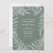 Elegante varenblad botanische saliegroene trouwdag kaart (Voorkant)