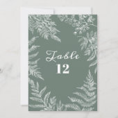 Elegante varenblad salie groene bruiloft tafel num kaart (Voorkant)