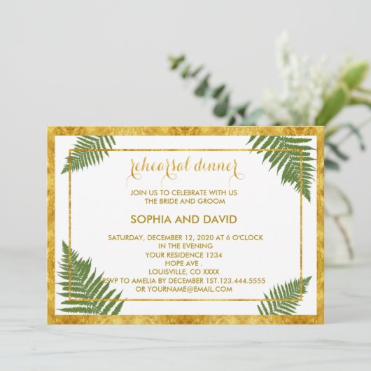 Elegante varenbladeren PROEFHuwelijksdiner uitnodi Kaart (Staand voorkant)