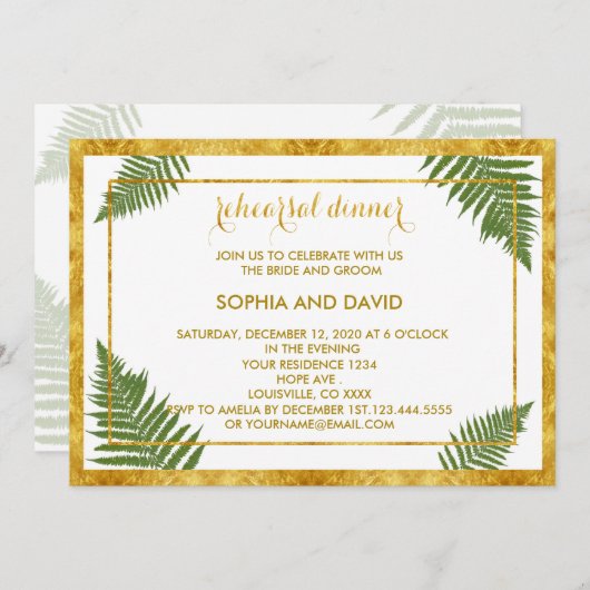 Elegante varenbladeren PROEFHuwelijksdiner uitnodi Kaart (Voorkant / Achterkant)
