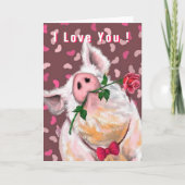 Elegante Varken Grappige Valentijnskaart Kaart (Voorkant)