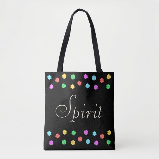 Elegante veelkleurige bloemen op zwart tote bag (Voorkant)