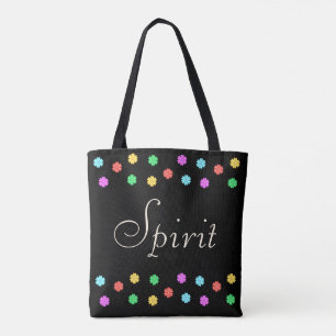 Elegante veelkleurige bloemen op zwart tote bag