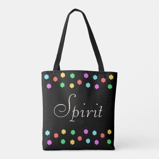 Elegante veelkleurige bloemen op zwart tote bag (Achterkant)