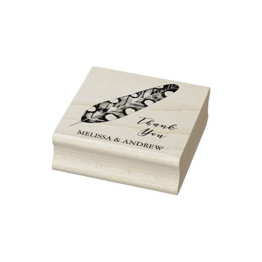 Elegante veer - dank u - gepersonaliseerd rubberstempel (Stempel)
