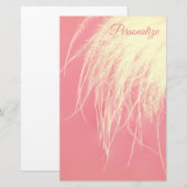 Elegante veer roze en crème elegant briefpapier (Voorkant / Achterkant)