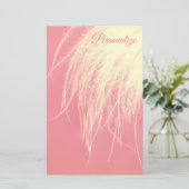 Elegante veer roze en crème elegant briefpapier (Staand voorkant)