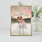 Elegante Veer Save The Date Fotokaart (Staand voorkant)