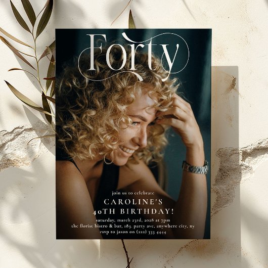 Elegante veertig foto 40ste verjaardagsfeest kaart