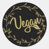 Elegante Veganenblad Ronde Sticker (Voorkant)
